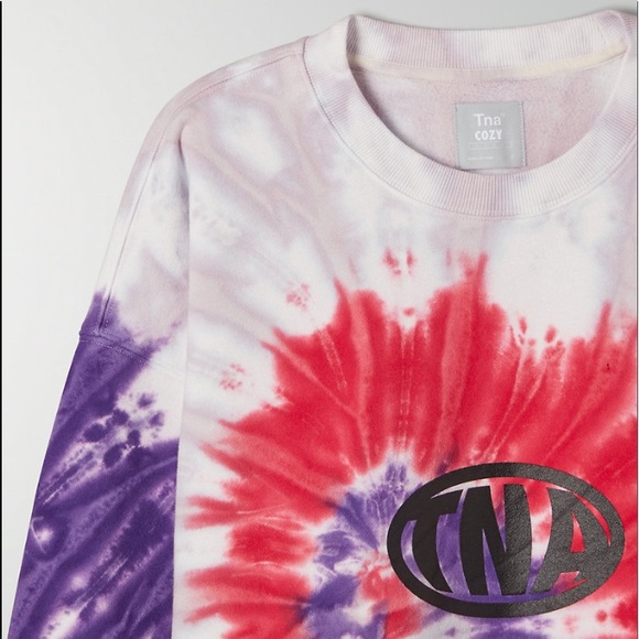 NEW TNA Cozy Fleece Mega tie-dye crew Sweater ⭐️⭐️⭐️⭐️ - Picture 7 of 13